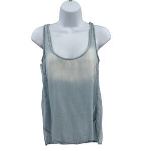 Cloth & Stone Denim Tank Top WMNS XS Blue Faded Colorblock Sleeveless Scoop Neck